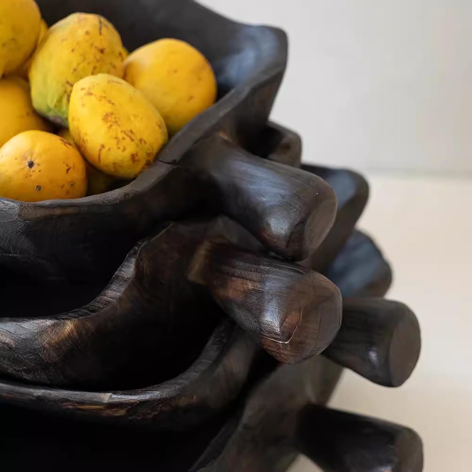 wood fruit bowl with handle - decorative bowl - key bowl for entryway table - Each wood bowl Features a Unique Shape