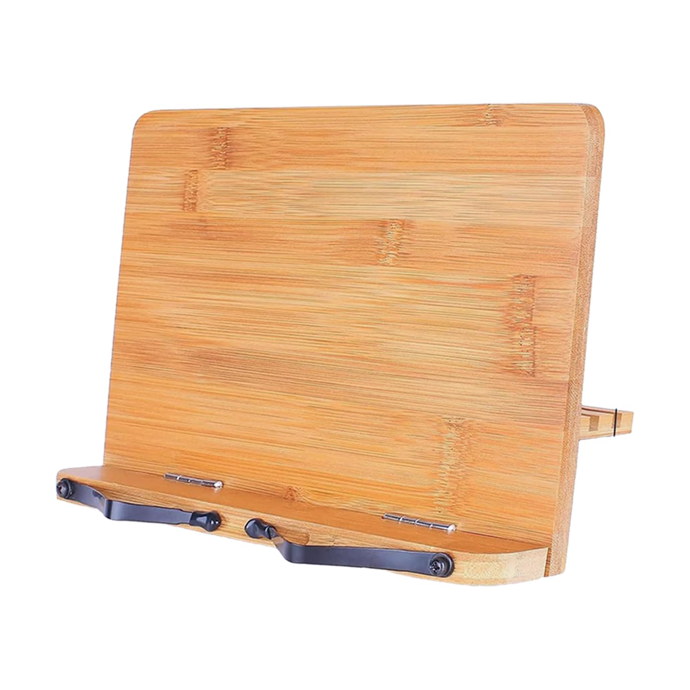 oddpod™ 11-Inch Bamboo Book Stand for Reading, Large Foldable Holder for Desk With Adjustable Height and Page Clips for Cookbooks, Textbooks, Recipe, Music & Tablets (Small)
