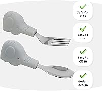 Vista 3 de Tiny Twinkle Easy Grip - Juego de utensilios para niños pequeños, cuchara y tenedor, sin BPA ni ftalatos, cubiertos para niños con mango