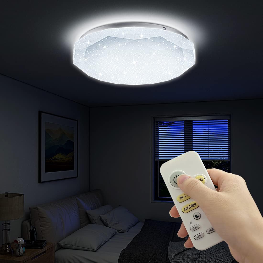 Amazon.co.jp POOPEE LED Ceiling Light, With Remote Control, Stepless