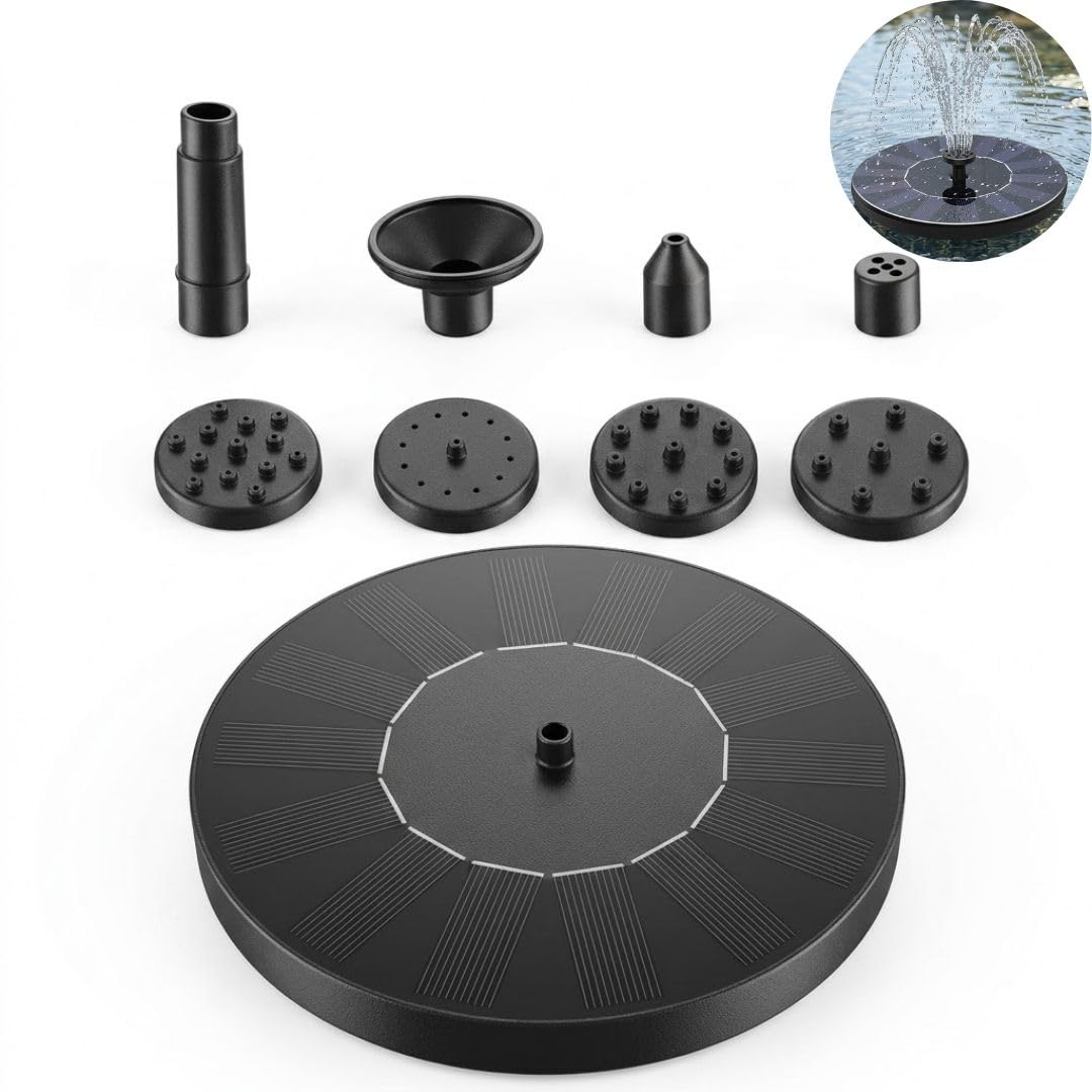 Solar Water Fountain for Garden – 16cm Floating Solar Fountain with 8-Piece Accessory Kit, 6 Spray Modes, Brushless Pump for Bird Bath, Pond & Patio Decor | Auto-Start in Direct Sunlight-picture-20