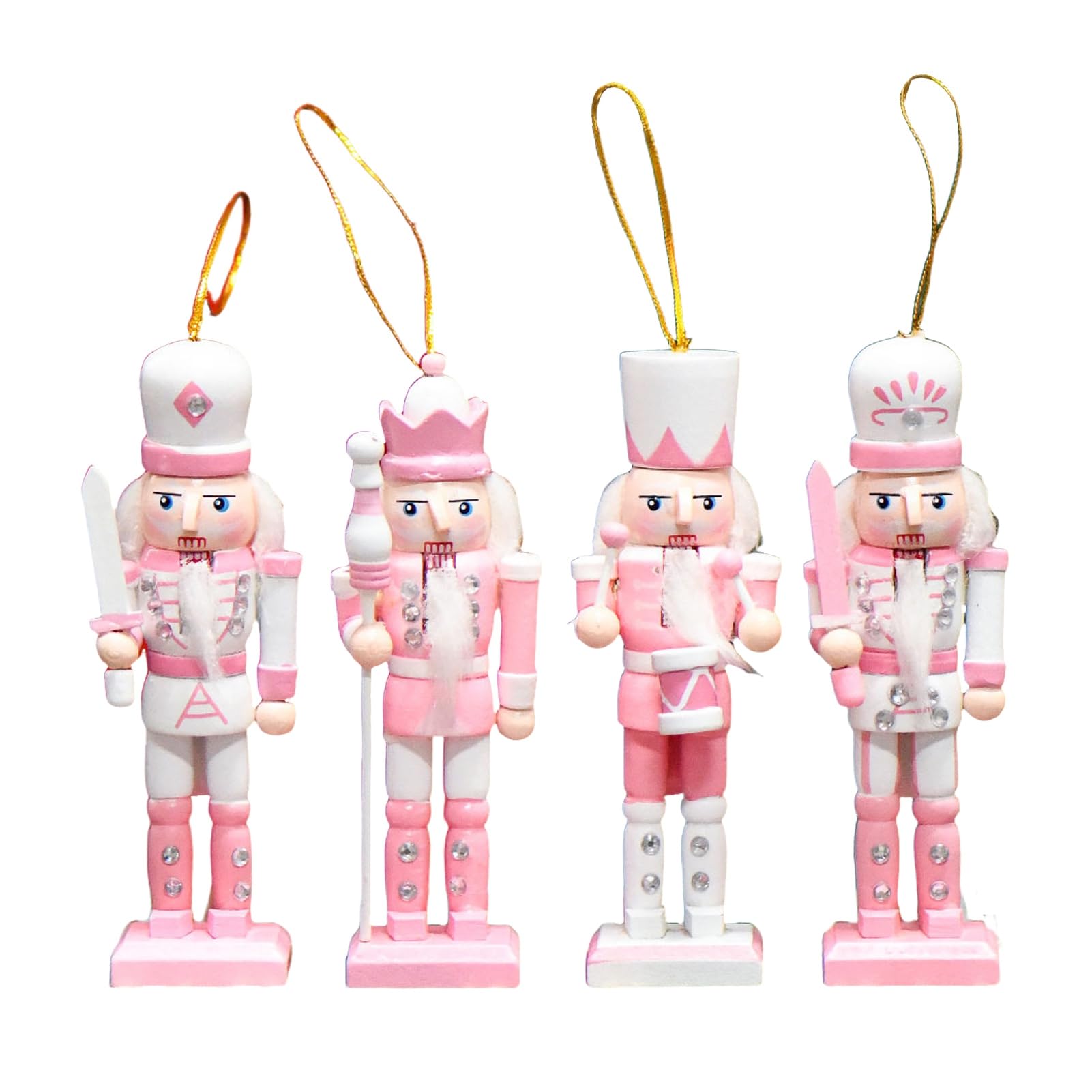 Glifora 4Pcs Wooden King Soldier Figurine - Cartoon Soldier Statue Sculpture, Home Office Bookshelf Desktop Decoration Ornament, Festival Gift