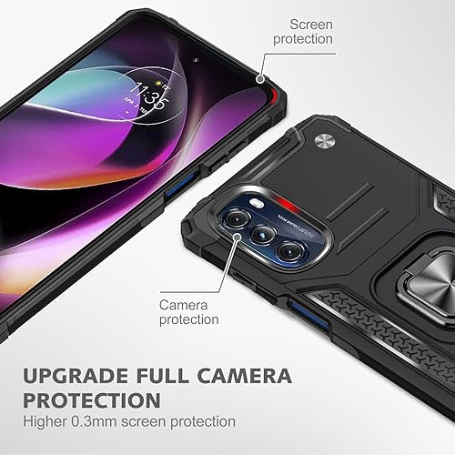 Miniatura 3 de Funda para Moto G 5G 2022 con protector de pantalla resistente, soporte giratorio de grado militar 360, funda protectora a prueba de golpes para