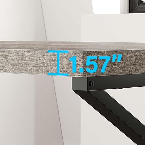 Miniatura 7 de HSH Escritorio gris para computadora, escritorio industrial de madera y metal para oficina en casa, escritorio rústico para computadora portátil