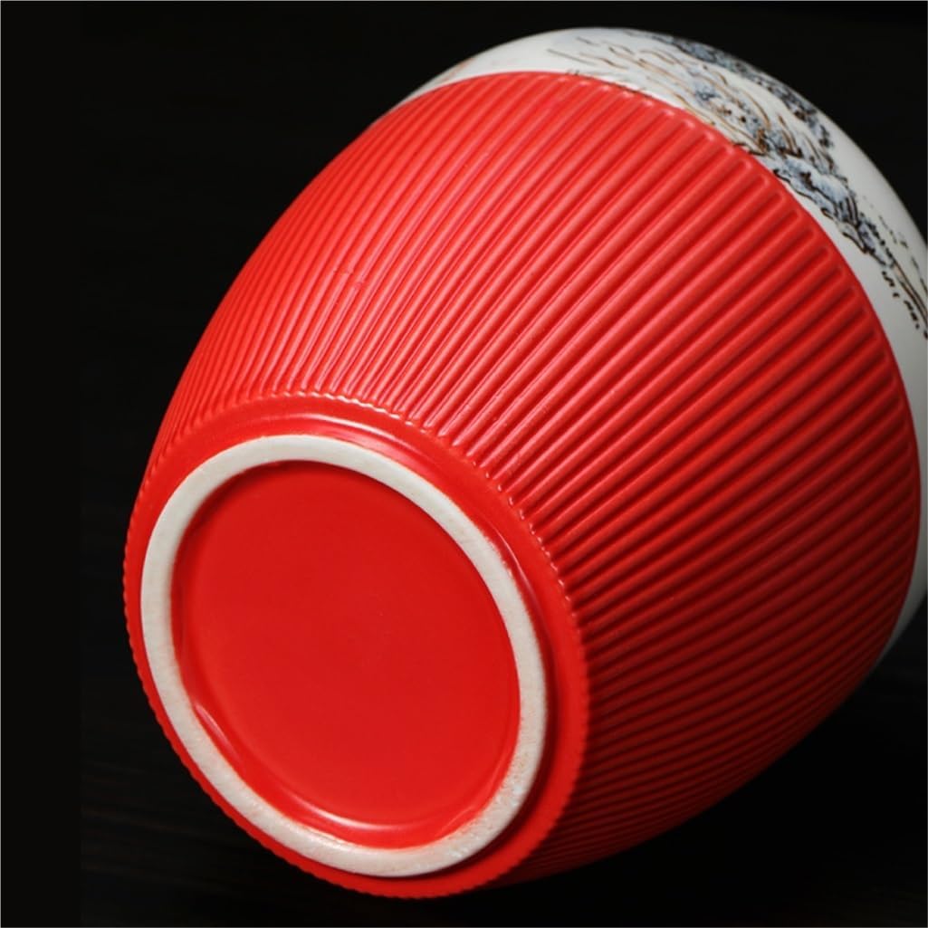 SONGCHAO Sugar Jar Loose Tea Cans Ceramic Sealed Cans Large Retro Household Portable Red and Green Tea Cans Kitchen Food Storage Cans Tea Canister (Color : C)