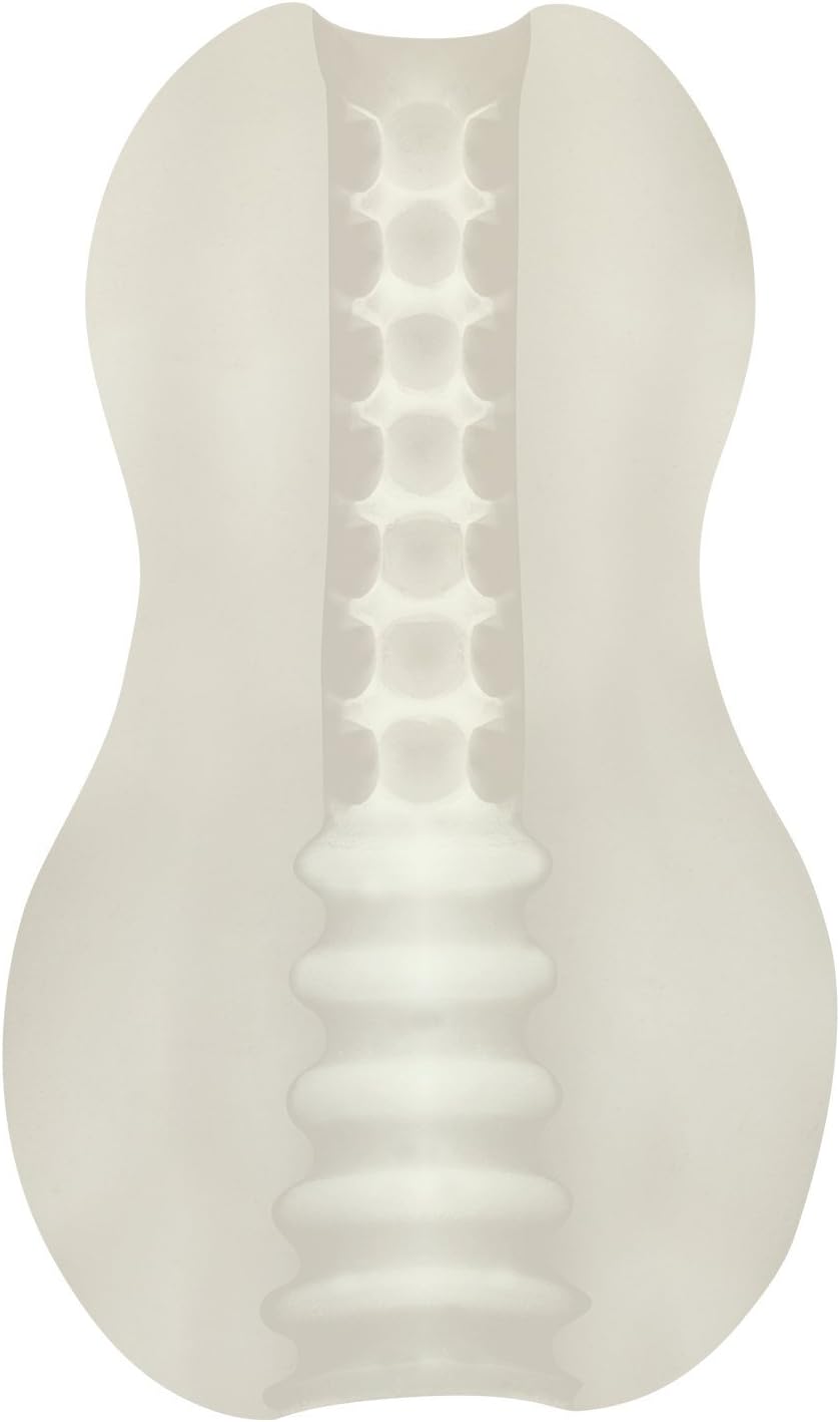 Doc Johnson Mood - Exciter - ULTRASKYN - Dual Texture Stroker - Narrow Side Has Massage Beads, Wide Side Has Thick Ribbing - Discrete - Male Masturbator - Frost