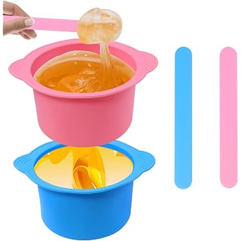Pack of 2 Wax Warmers Replacement Bowls Silica Gel Non-Stick Removable Wax Bowls with 2 Wax Spatulas Compatible with Wax Warmer Hair Removal/Depilation Wax Warmer
