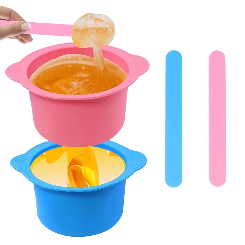 Yungeln Conjunto com 2 recipientes de silicone para aquecedor de cera e 2 espátulas