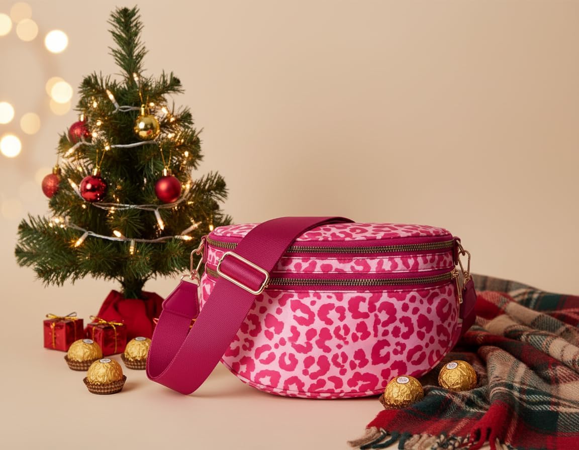 Bum Bag Crossbody Bag for Women | Spacious Bum Bags | Nylon Crossbody Fanny Packs | Leopard Purse Belt Wallet (Colour Bum Bag-Rose Leopard) - Image 8