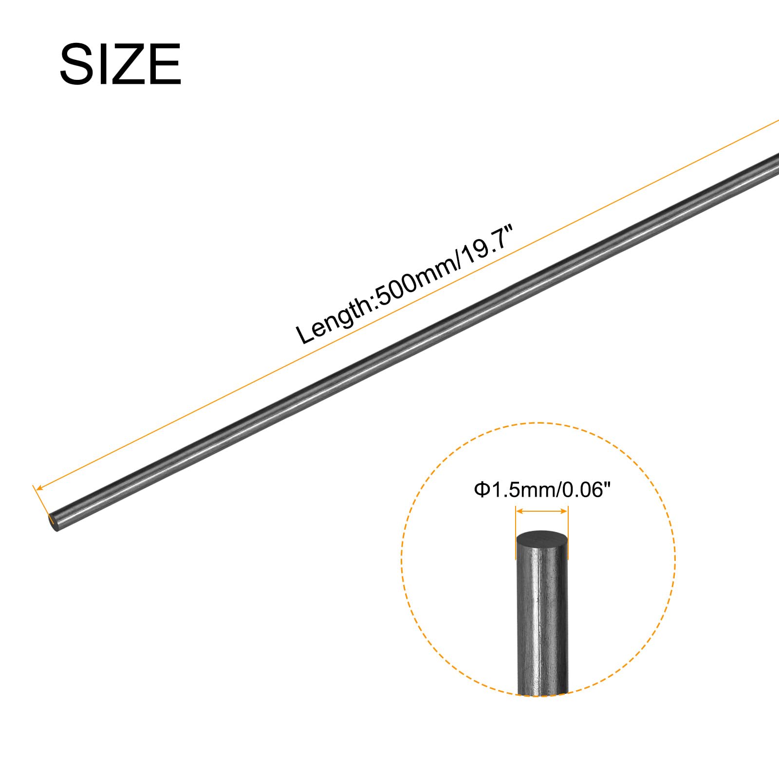 QUARKZMAN 10 Pcs Barres en Fibre de Carbone, 1,5mm x 500mm pour Avion RC, Outil de Bricolage pour Aile de Quadcoptère