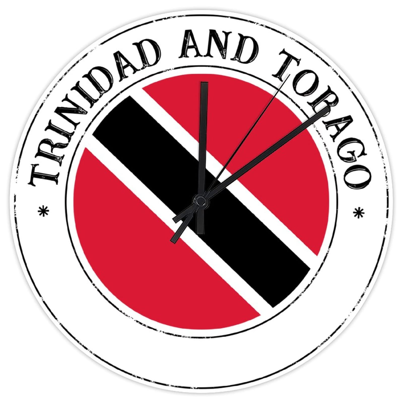 Horloge murale Trinité-et-Tobago en PVC ronde anti-bruit pour une concentration parfaite au bureau