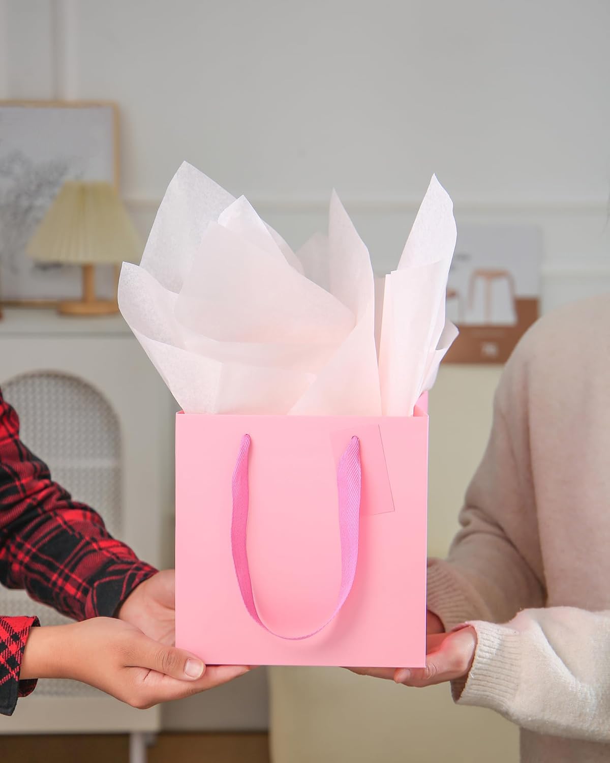 LFCXHTY 10 Pack Square Gift Bags with Tissue Paper Solid Small Silver Gift Bags with Handles for Party Favor Bag (8x8x8 In, Silver) - Image 6