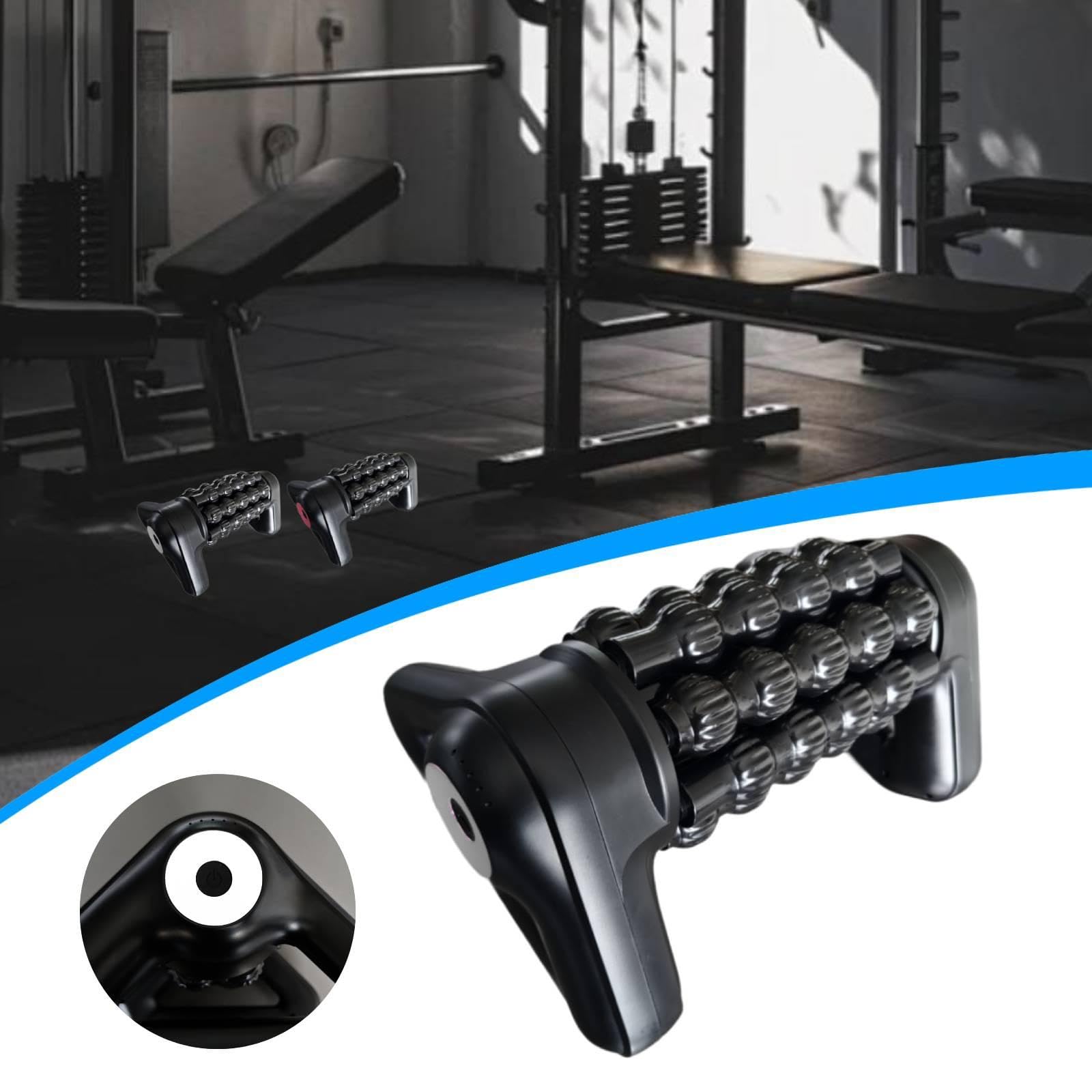 Dispositivo de Masaje Muscular Eléctrico Percusivo de Tejido Profundo con Rodillos, Diseño Portátil Recargable Y Nodos de Masaje Texturizados, Adecuad, Negro Y Plateado