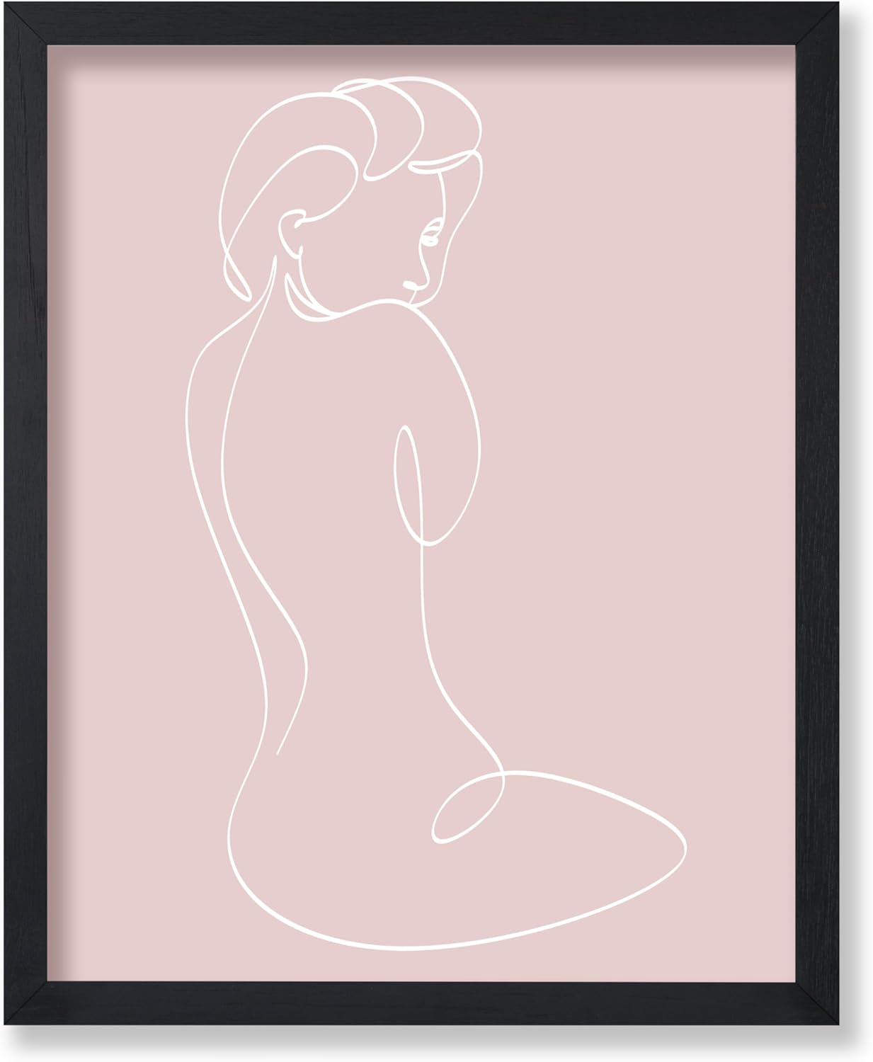 Poster Master Boobs Poster - Breast Print - Nude Illustration - Lady Drawing - Line Art - Woman Sketch - Abstract Design - Minimal Artwork - Great Bathroom or Bedroom Wall Decor - 8x10 Brown Frame
