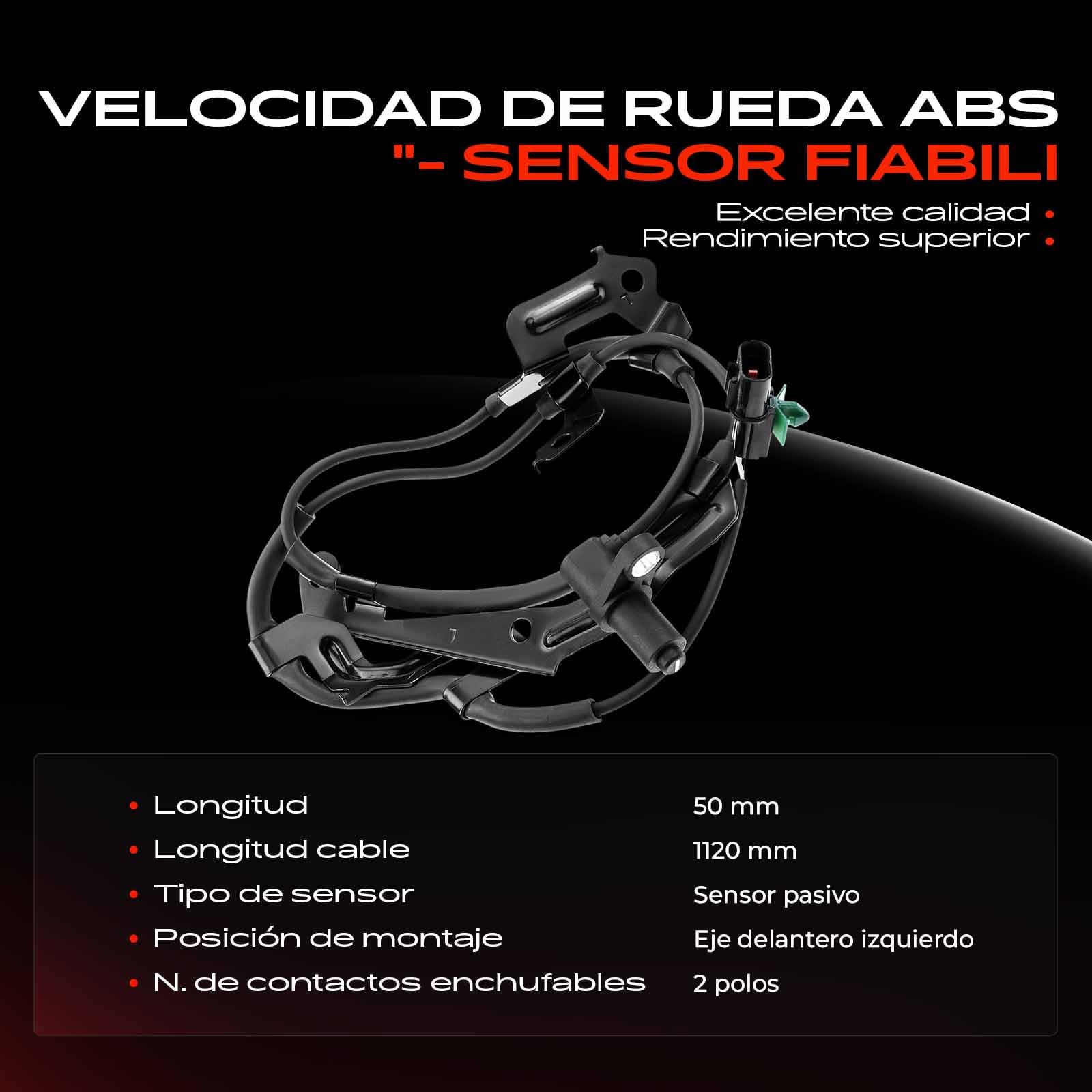 Frankberg Sensor de velocidad de ruedas Sensor ABS 2 Polos Compatible con L200/Triton KAT KBT 25 DI-D 25 DI-D 4WD 2005-2015 Replace# 50716,50715