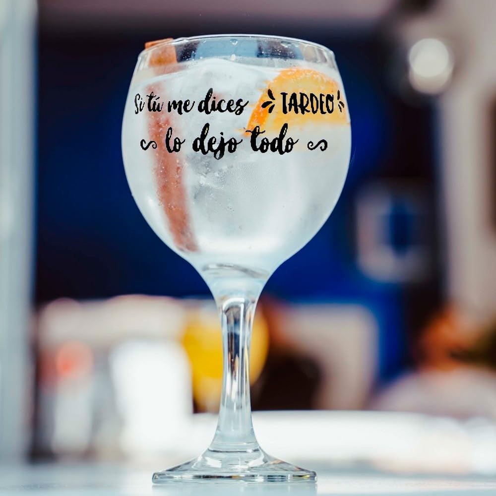 Pack. 6 Copas Balón Cocktail cristal 64.5 cl. frases divertidas nueva temporada