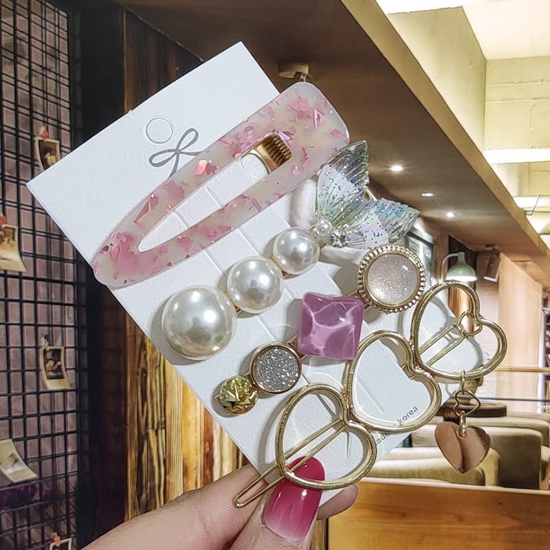 Amazon.co.jp: ヘアクリップ バレッタ 女性用 8個/セット パール