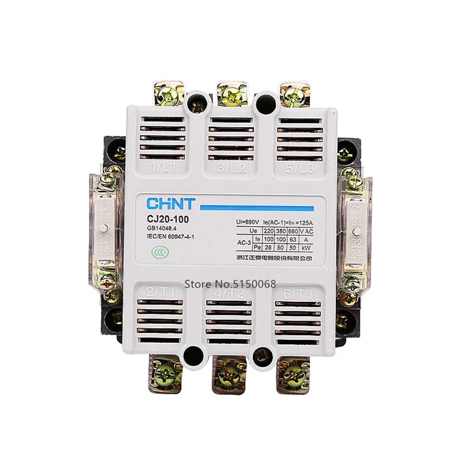 Contacteur AC électrique magnétique triphasé CJ20-100A 380V pour armoire de puissance