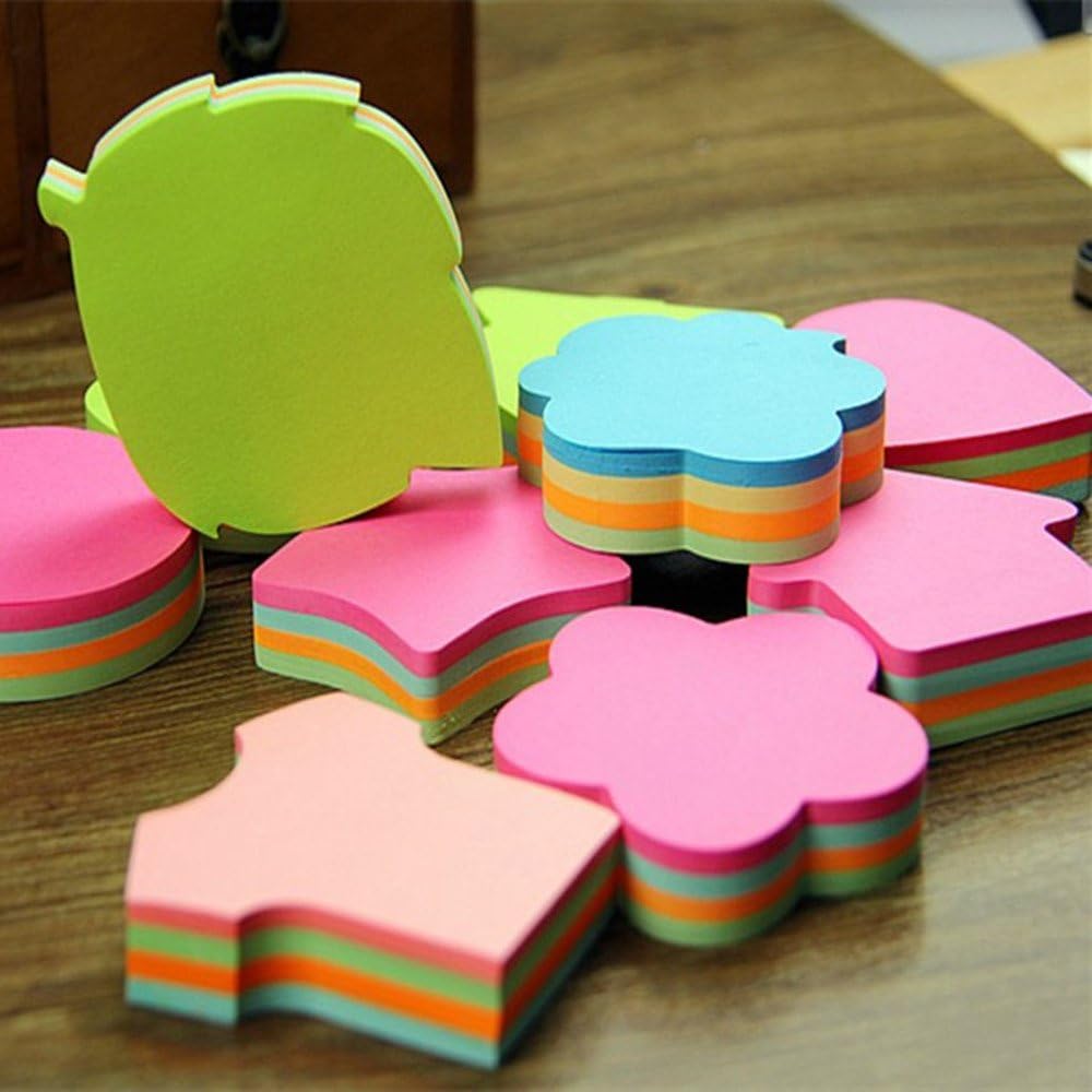 Funny live 6 Pads Creative Sticky Notes 3x3 Self-Stick Notes for Home, Office,100 Sheets/Pad, 'Butterflie', 'Clothe', 'Heart', 'Leaves', 'Apple', 'Strawberry', 'Bear', 'Plum Flower',etc. Shapes Random - Image 4