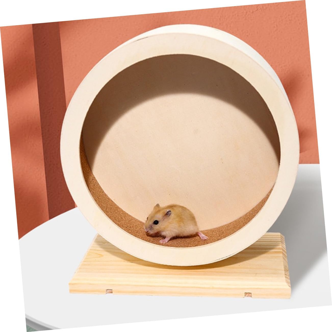 Large Silent Wooden Hamster Running Wheel with Stable Stand Quiet Small Pet Sports for Chinchilla Guinea Pig Gerbil Exercise and Enrichment