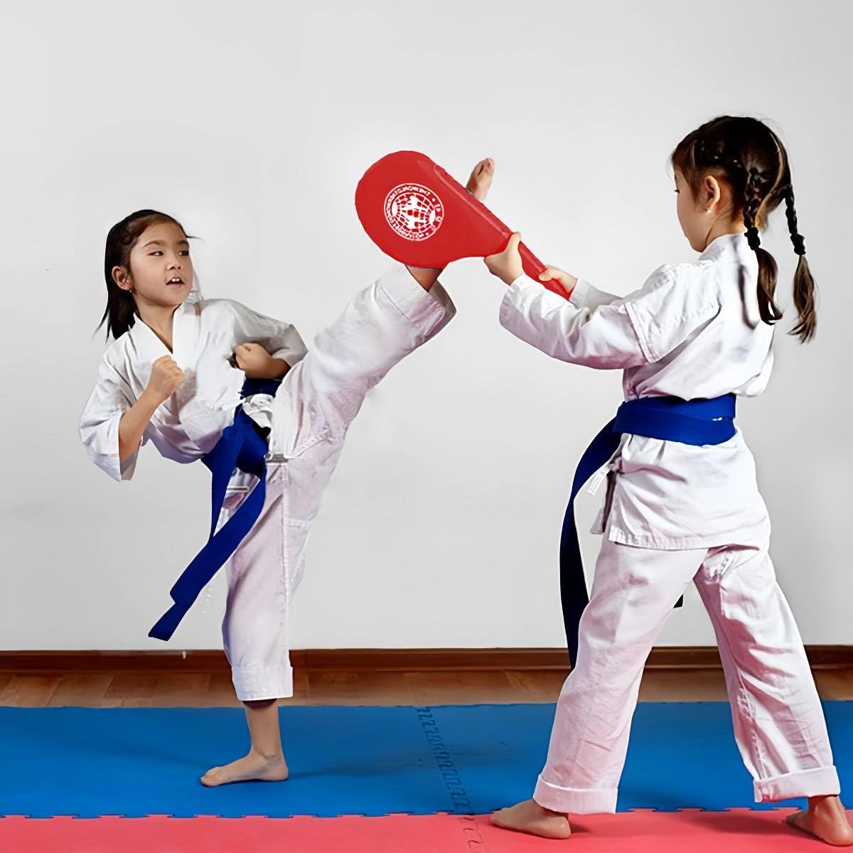 Kiuiom PU Schlagkissen,Pratzen Boxen,PU Leder Schlagpolster Set,Taekwondo-Kick-Pad,Einstellbar Soft Shield,Trainingsausrüstung Pads Set für Boxen,MMA,Muay Thai,Taekwondo,Kickboxen