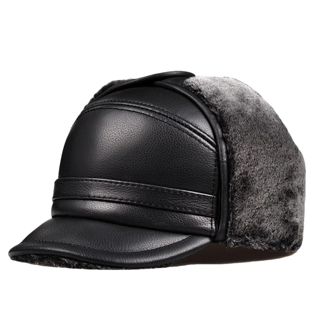 Gorro bomber de piel sintética para hombre, protección auditiva, cálido, para invierno, para hombre
