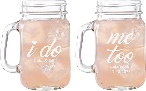 Let's Make Memories Tarros personalizados I Do, Me Too Mason  Juego de 2  Novia y novio  Regalo de boda