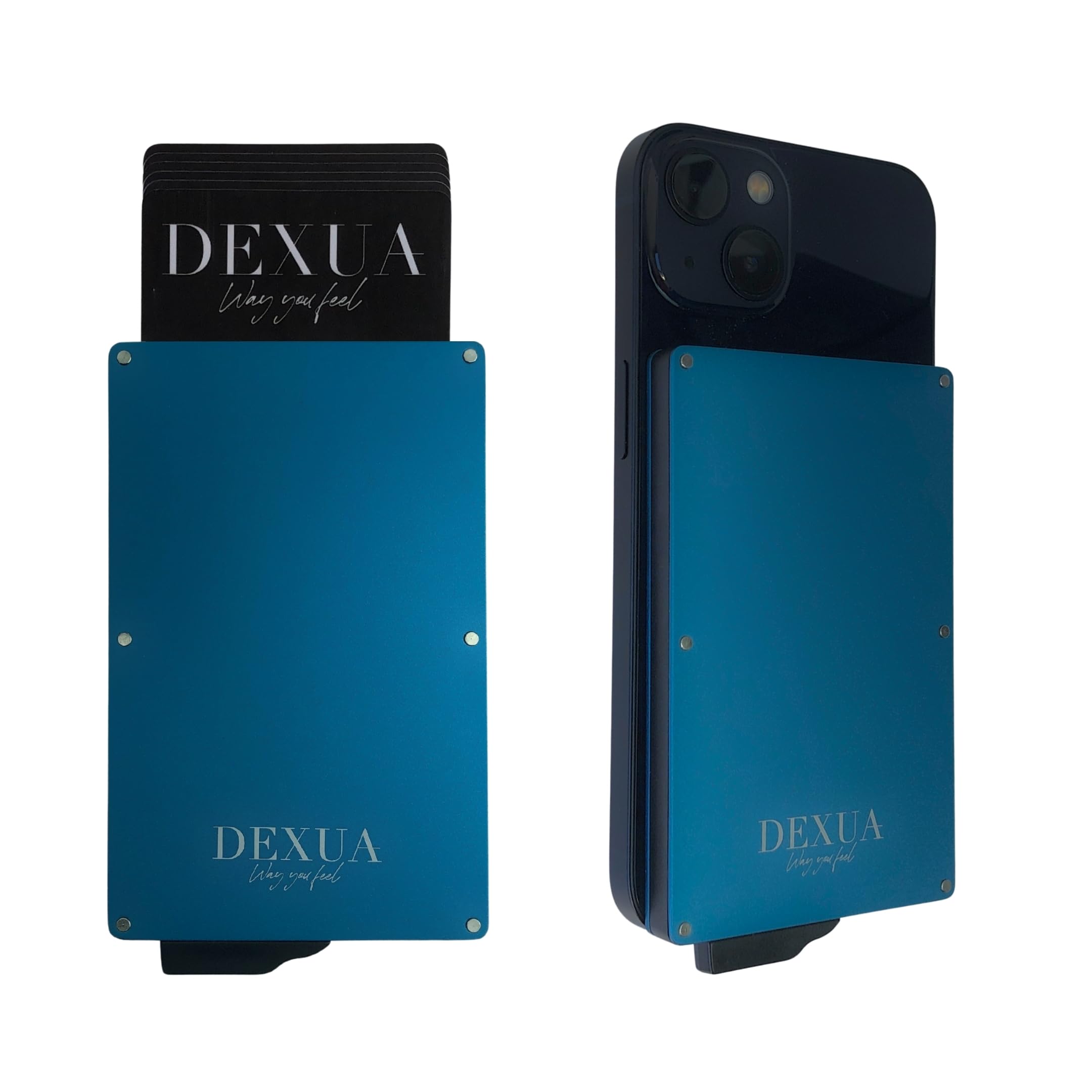 Dexua Rfid blocking card holder, Credit card holder Wallet for Men & Women, Pop-Up Card Access Slim wallet, Magnetic Wallet, MagSafe-Compatible Wallet, Compact Minimalist Design (Marine Blue)