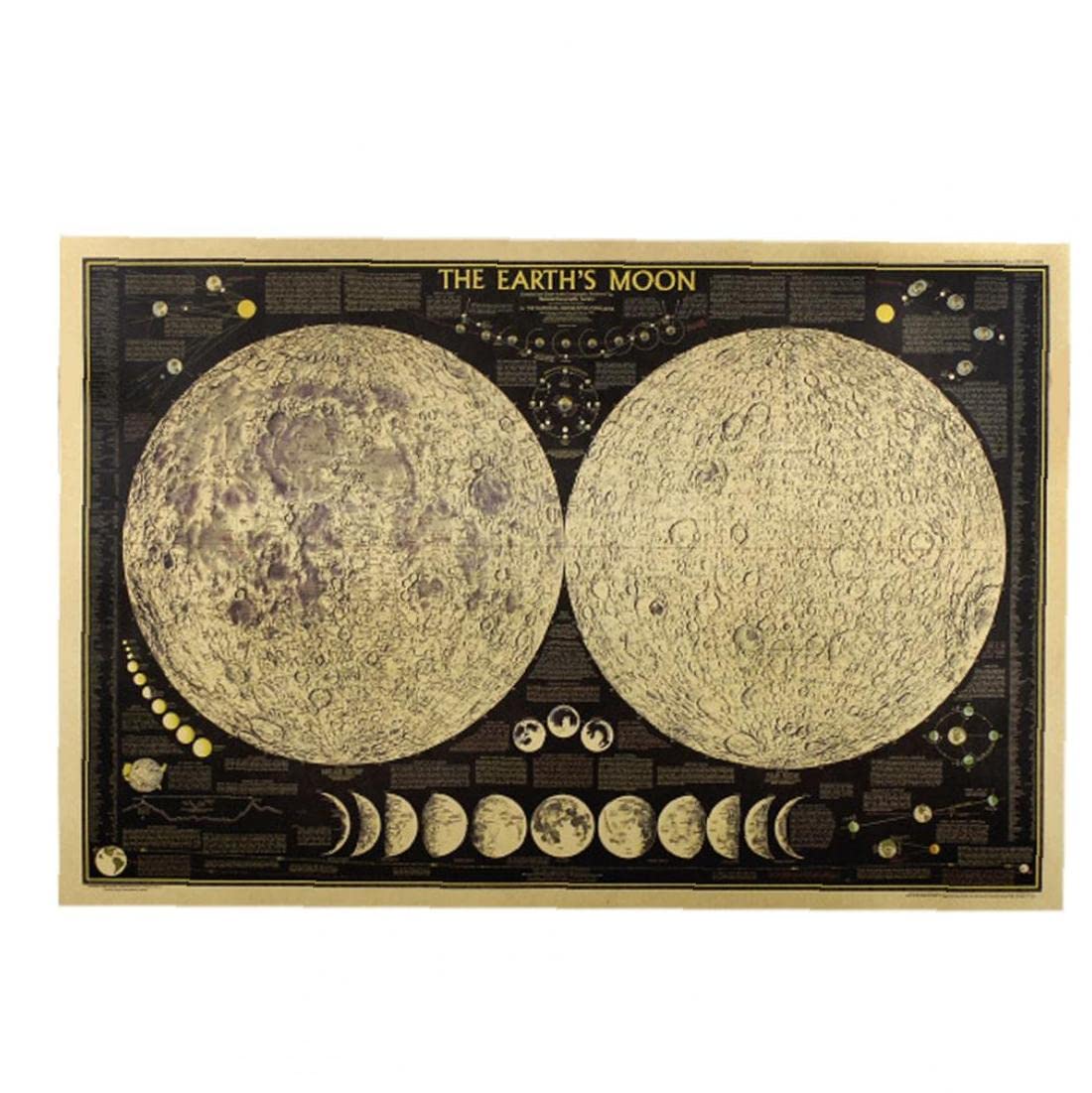 Ayrsjcl Style 1 Retro Phase Of The Moon Kraft Poster Living Room Bedroom Removable Murals Large Vintage Poster Wall Home Decor