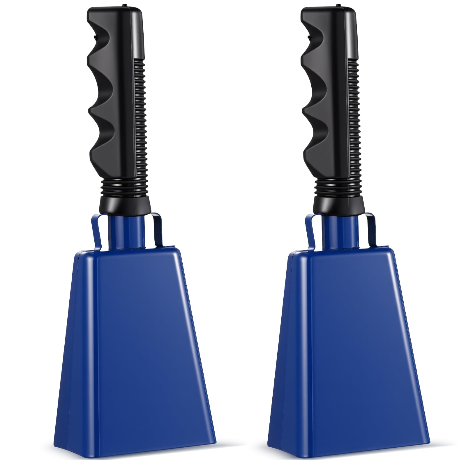 Boao 2 Pcs Cowbell 9 Inch with Handle Cheering Bells Noise Makers for Sporting Events Graduation Wedding Football Games Party Farm Bells Hand Chimes Percussion Musical Instruments (Blue)