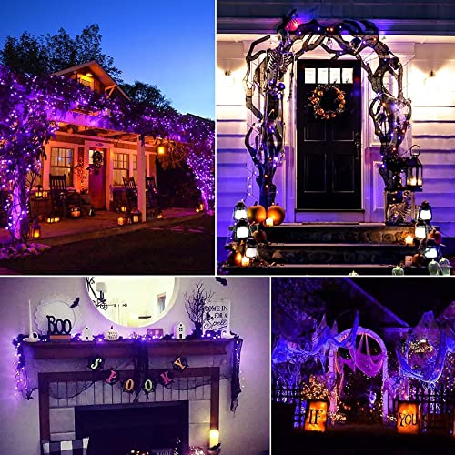 Image of Christamas Decorations Purple String Lights Battery Operated 17.8 Feet 50 LED 2 Pack Waterproof Mini Fairy Lights with 8 Lighting Modes for Outdoor Indoor Use, Xmas Halloween Tree Holiday Party Patio
