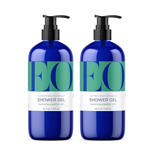 EO Shower Gel Body Wash, 16 Ounce (Pack of 2), Grapefruit and Mint, Organic Plant-Based Skin Conditioning Cleanser with Pure Essentials Oils