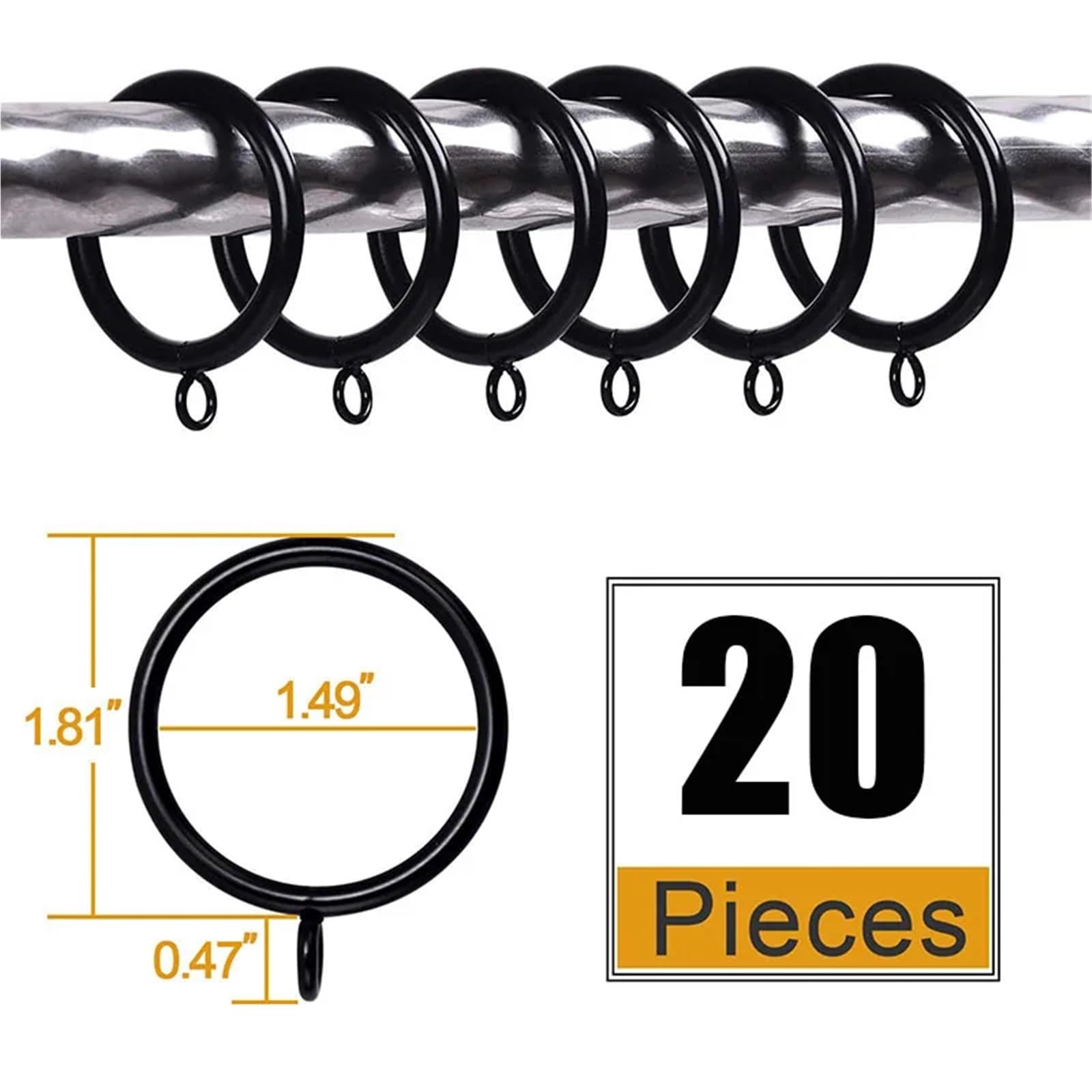 20 Paquetes De Anillas Metálicas For Cortinas Y Barras con Ojales(White)
