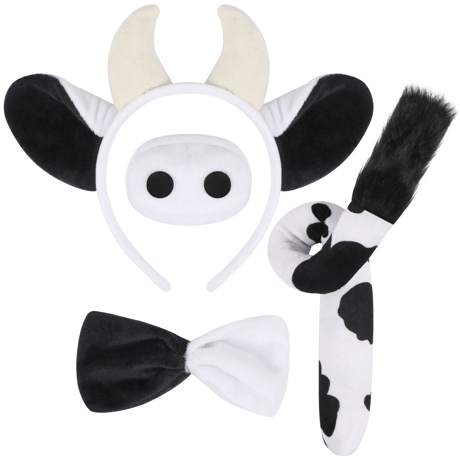 Fantasia De Vaca Exlinonline - Kit Com 7 Peças: Orelhas, Rabo, Coleira E Adesivos | Halloween E Festas