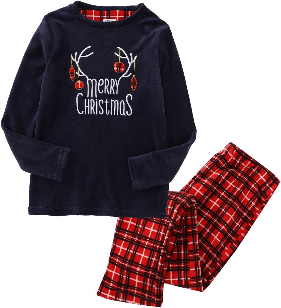 MOMOLAND Women lady's Coral Fleece Pajamas Pjs Sleepwear Set Christmas Xmas Jammies