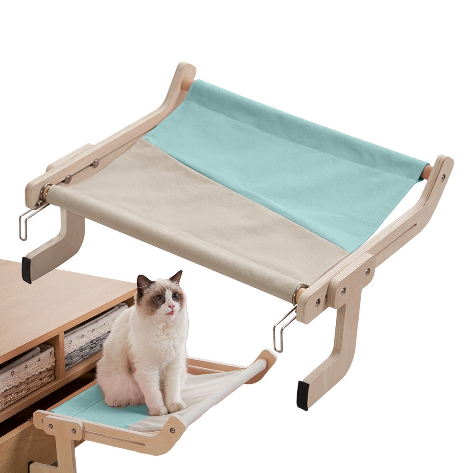 Teksome Cama con Ventana para Gatos,Perca para Gatos con Ventana | Percha para alféizar de Ventana para Gato | Hamaca inalámbrica para Gatos, Asiento de Ventana para Gatos de Interior, Cama de Madera