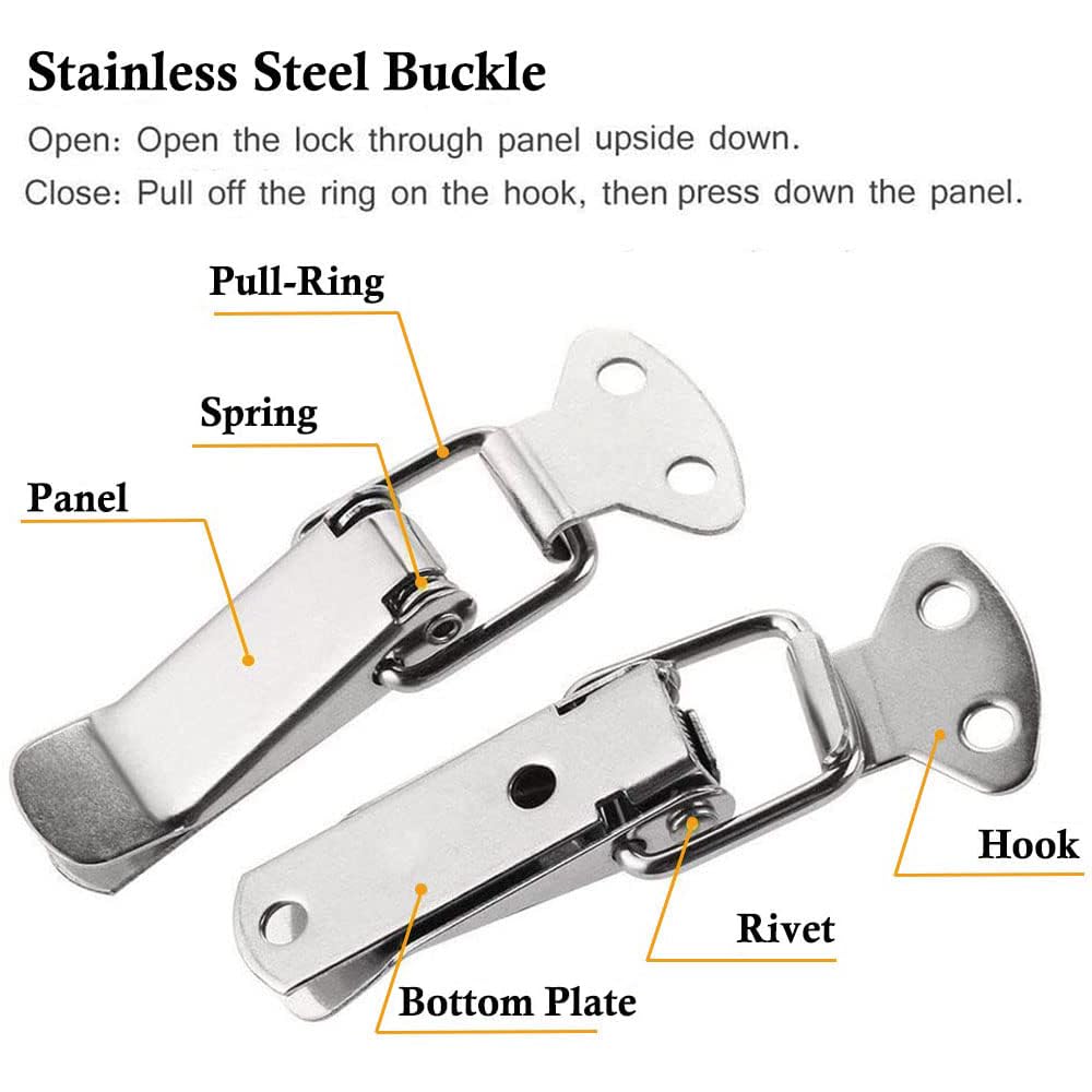 TOP-VIGOR 4Pcs Stainless Steel Tension Clasp, 57mm Lever Clasp Spring Loaded Toggle Latch Hasps - Image 3