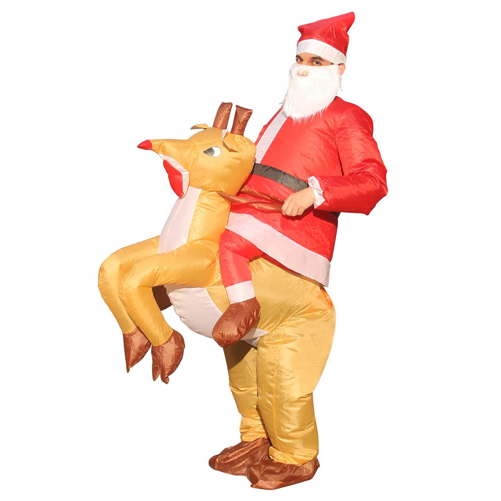 Arokibui Inflatable Reindeer Costume Blow up Santa Claus Costume Elk Deer Suit Cosplay Party Halloween Christmas Xmas Parade Carnival Suit