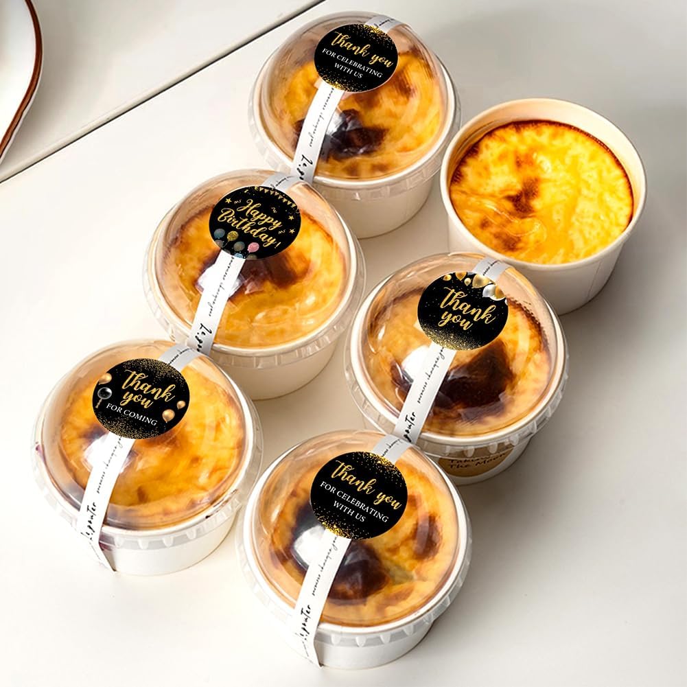 500Pcs Thank You Stickers 1in Black Round Adhesive Stickers Roll Thank You Label Tag Self-Adhesive Reward Waterproof Decals for Envelope Cards Bottle Gifts Decor