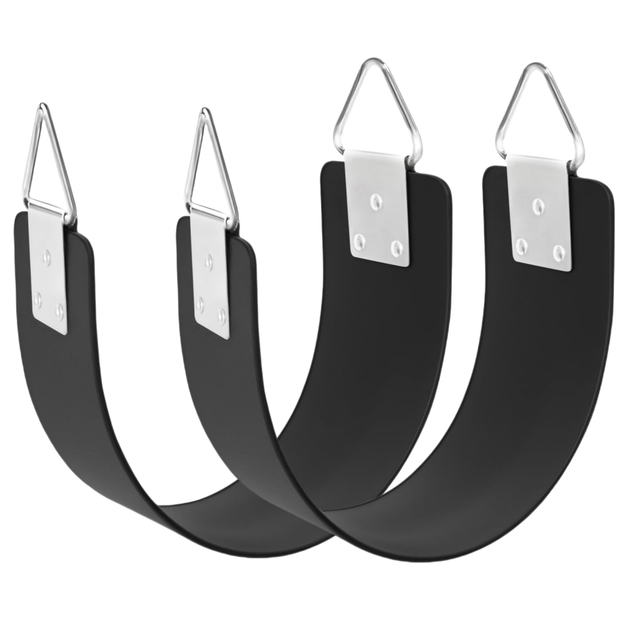 2 Pcs Swing Seat with Metal Triangle Ring 30.4 x 5.9 Inch, Support 300lb, Heavy Duty Swing Set Replacement Accessories for Kids & Adults Outdoor, Playground,Trees, Backyard (Black)