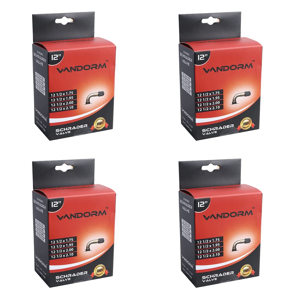 Vandorm 4 PACK 12" 90 Degree Schrader Butyl Inner Tube For Prams Buggy Strollers Kids Bikes Pack