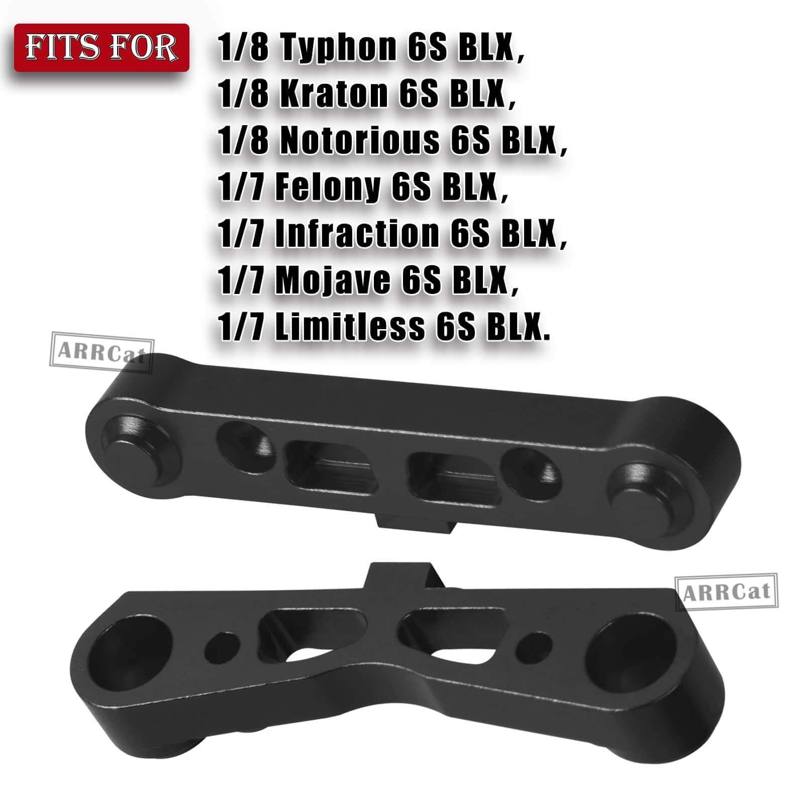 Aluminum Rear Lower Arm Suspension Mount Set Upgrades Part for Arrma 6S 1/8 Typhon Kraton Notorious 6S,Felony Infraction V2 Limitless Mojave Tailon 6S BLX,ARRCat RC Hops Up RC Upgrades Part,Black