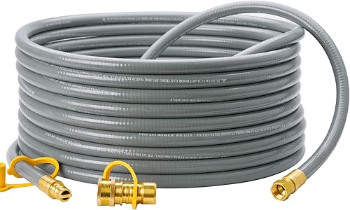 Miniatura 8 de Manguera de parrilla de gas natural de 15 pies y 38 pulgadas de diámetro interior con accesorios de conexión rápida, línea de gas natural para