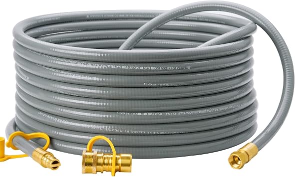 CALPOSE 40 Feet 3/8 inch ID Natural Gas Grill Hose with Quick Connect Fittings, Natural Gas Line for Grill, Pizza Oven, Heater and More Low Pressure Appliance