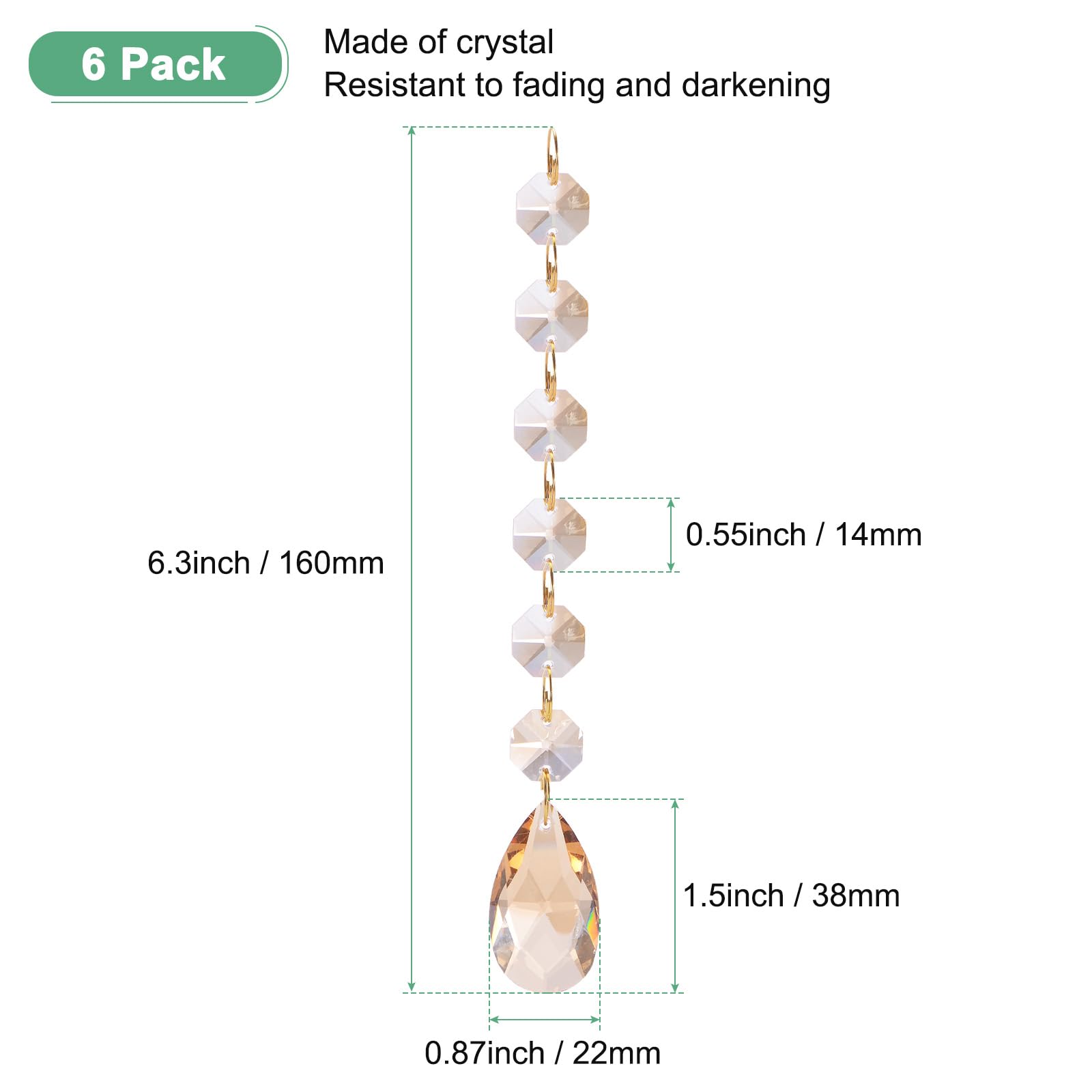 M METERXITY 6-Pack Pendants Teardrop Lamp Chain - Image 3