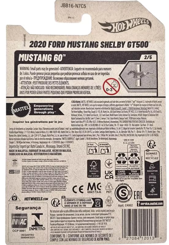 Image of Hot Wheels 2020 Ford Mustang Shelby GT500 Mustang 60 Ages 3 and Up 73 /250 (Orange)