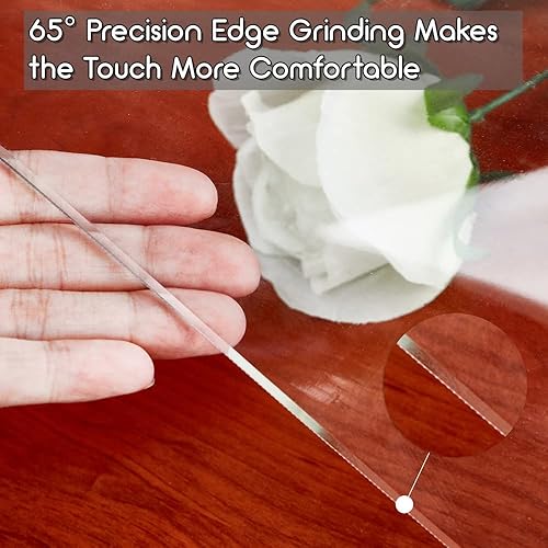 Miniatura 3 de NECAUX Protector de Mesa Transparente Redondo de 13 Pulgadas, Versión Mejorada de 1.5mm de Grosor, No Encogible Impermeable A Prueba de Aceite