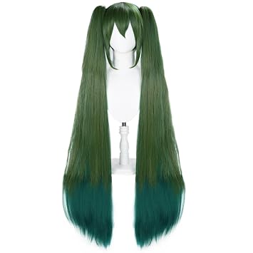 Long Double Clip Ponytails Cosplay Wig Costume for Women Light Green