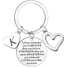 Inspirational Keychain Always Remember You Are Braver Than You Believe Jewellery Letter Keyring Gifts for Men Women