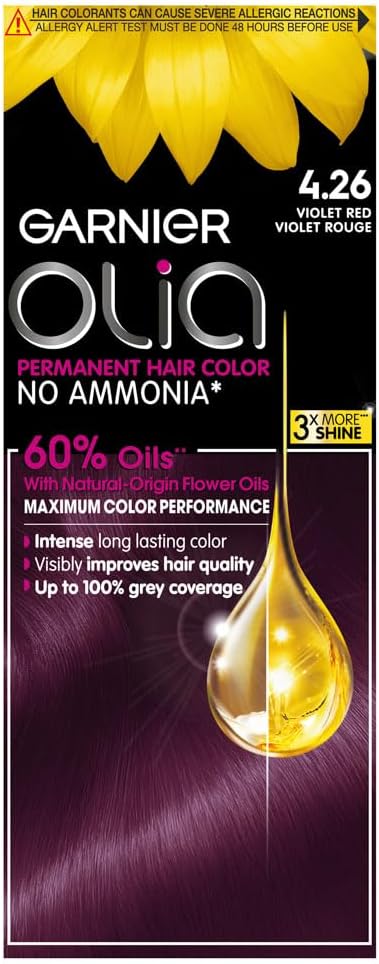 Olia, No Ammonia Permanent Hair Color With 60% Oils, 4.26 Violet Red